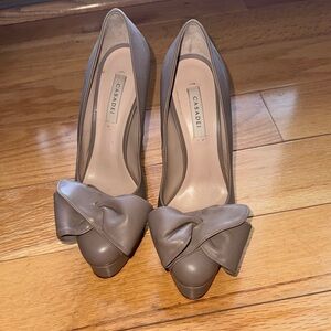 Casadei Taupe Heels with Elegant Bow